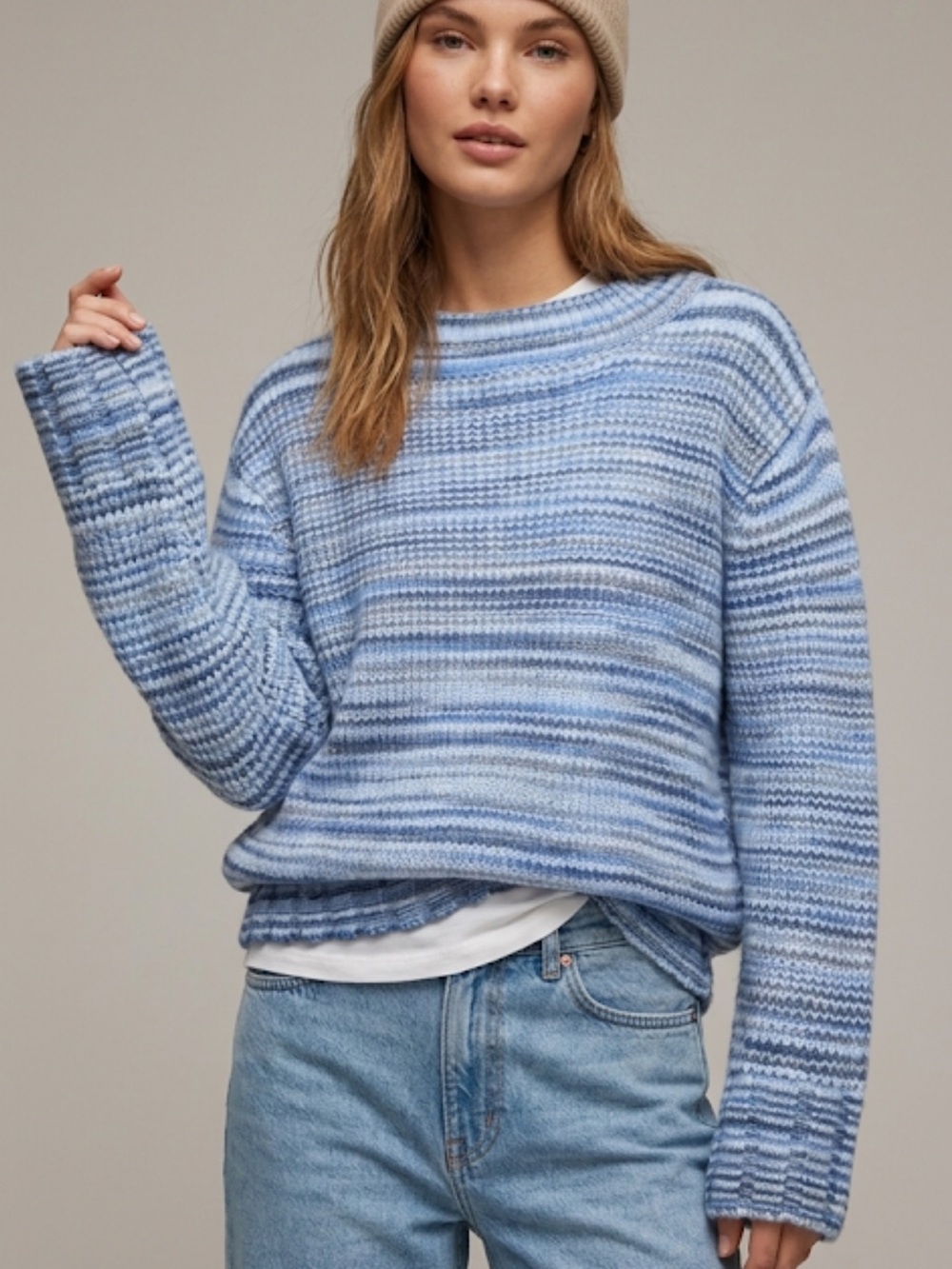 American Eagle Outfitters Light Blue Textured Crewneck Sweater SMALL